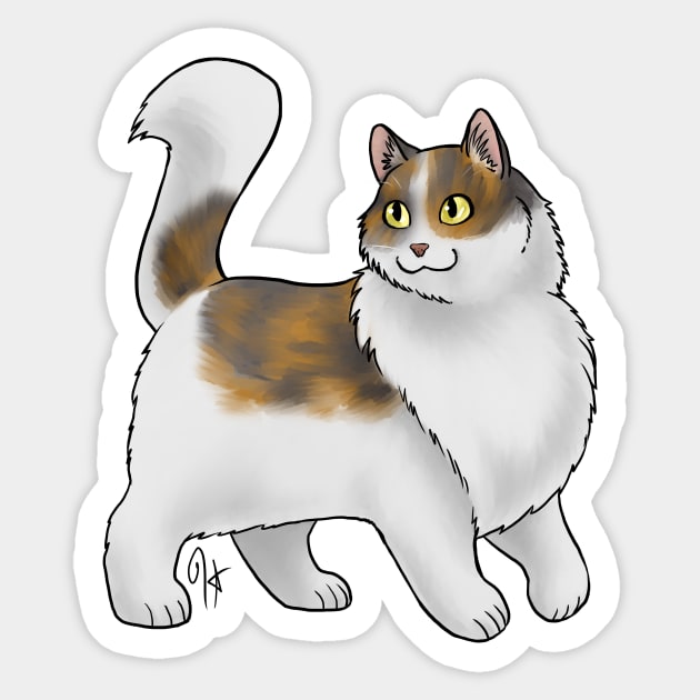 Cat - Turkish Angora - Calico Sticker by Jen's Dogs Custom Gifts and Designs